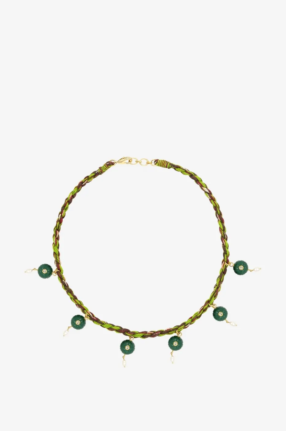 Kordel-Choker-Halskette mit Halbedelsteinen Melon
