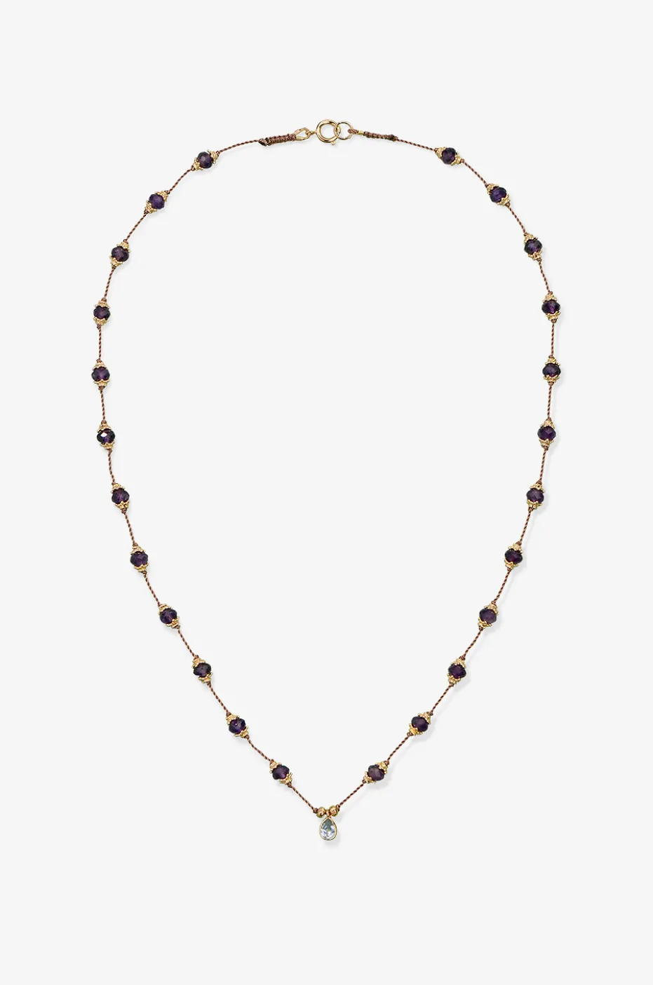 Kordelhalskette mit Amethyst und Topas Talisman Sriphala