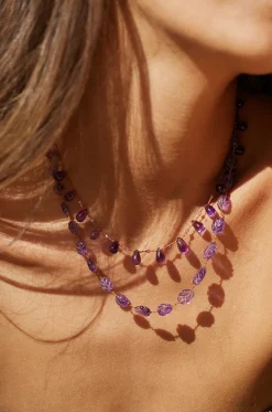 Kordelhalskette mit Amethyst Niilo