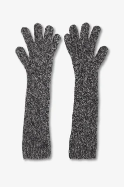 Lange Alpaka-Strick- und Lurex-Handschuhe