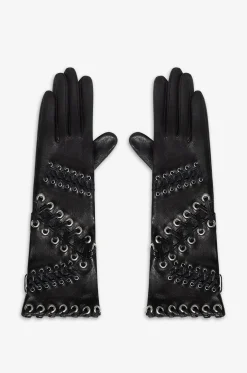 Lange Lammlederhandschuhe mit Ösen und Schnürung Theresa