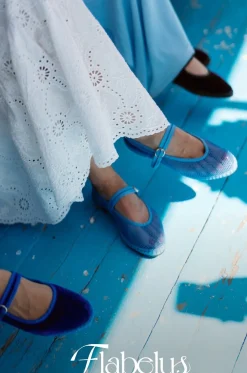 Mesh-Riemchenballerinas Isabella Blue