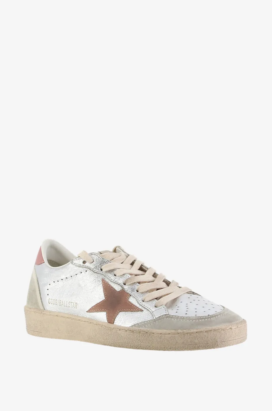 Metallic-Sneakers mit rosa Stern Ball Star