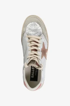 Metallic-Sneakers mit rosa Stern Ball Star
