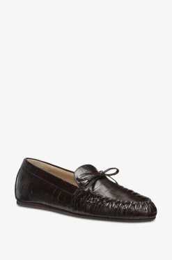 Mokassins mit Schleife aus Leder in Kroko-Optik Britt