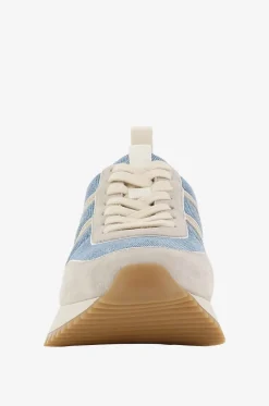 Niedrige Denim- und Wildledersneakers Pacey