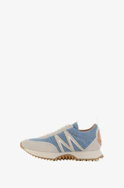 Niedrige Denim- und Wildledersneakers Pacey