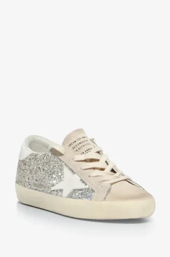 Niedrige Glitter-Sneakers mit Wildleder Super-Star Classic