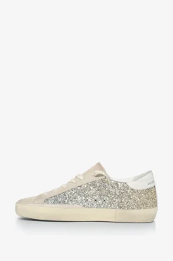 Niedrige Glitter-Sneakers mit Wildleder Super-Star Classic