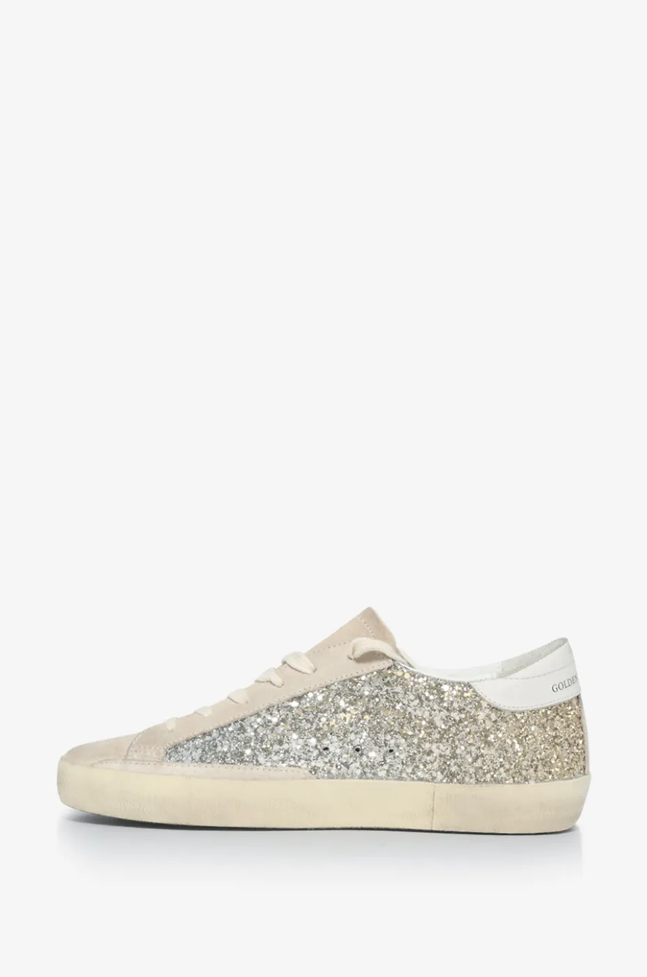 Niedrige Glitter-Sneakers mit Wildleder Super-Star Classic