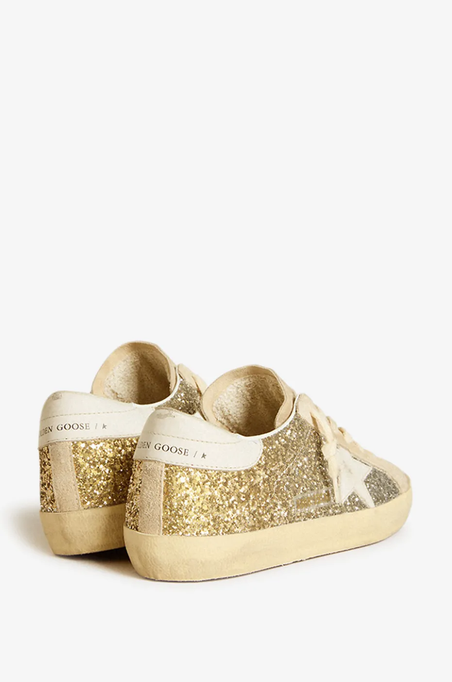Niedrige Glitter-Sneakers mit Wildleder Super-Star Classic