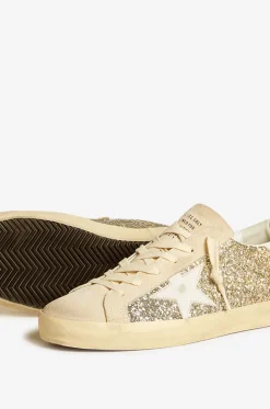 Niedrige Glitter-Sneakers mit Wildleder Super-Star Classic