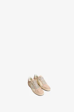 Niedrige Leder- und Wildledersneakers mit Glitter Ballstar