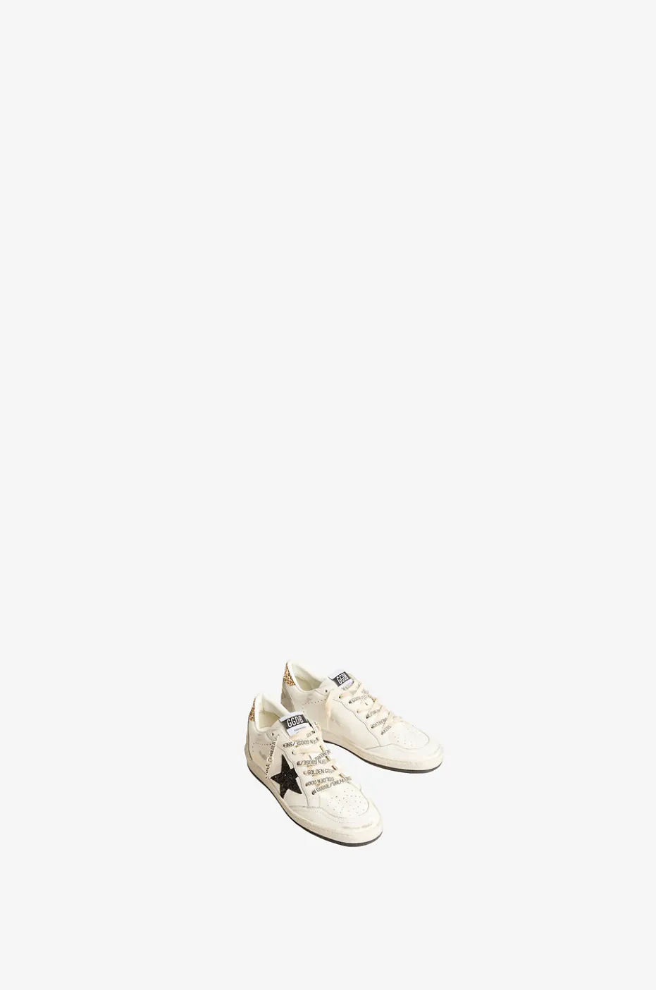 Niedrige Ledersneakers mit Glitter Ballstar