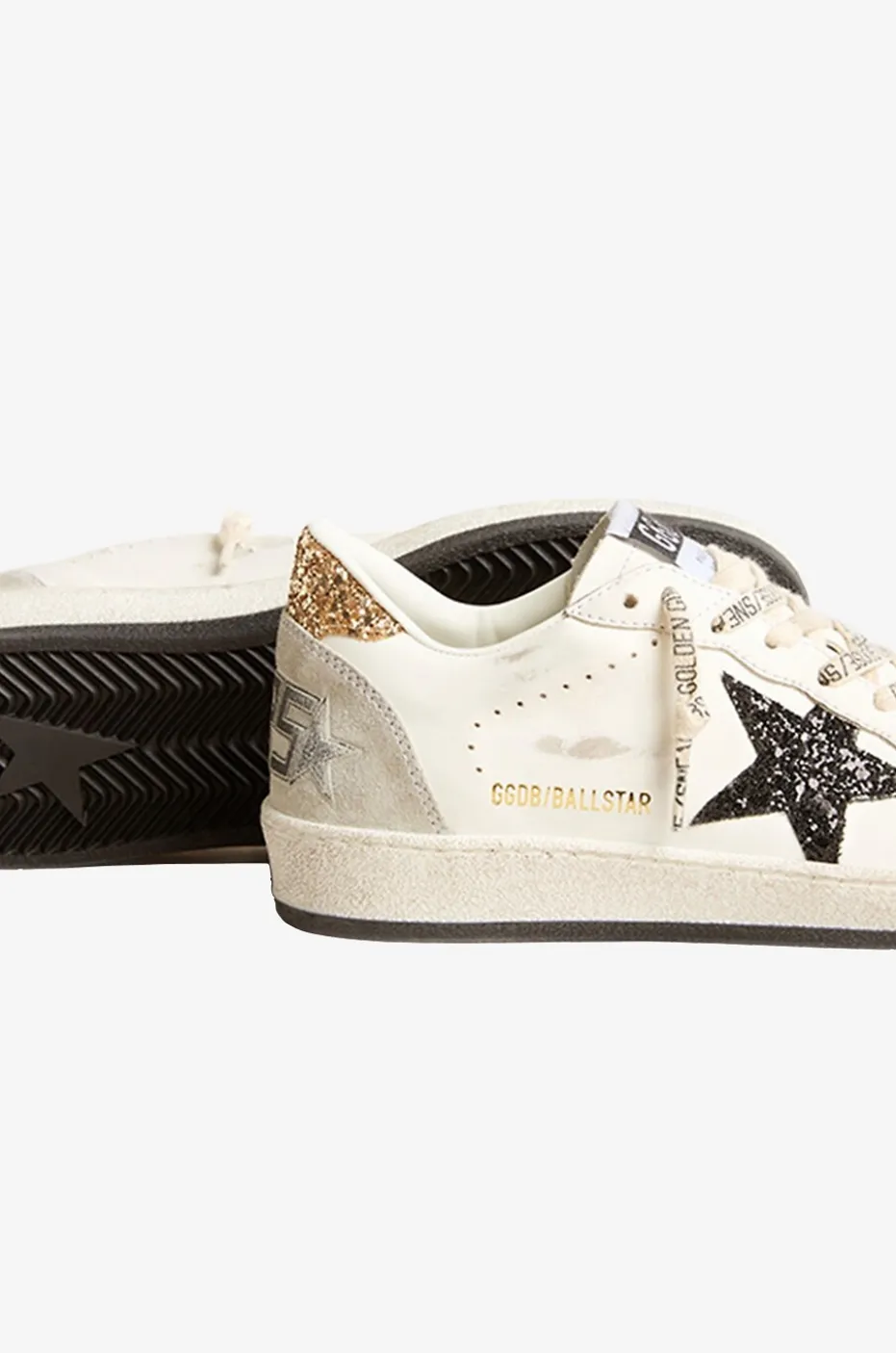 Niedrige Ledersneakers mit Glitter Ballstar