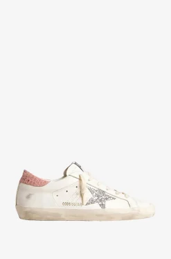 Niedrige Ledersneakers mit Glitter Super Star