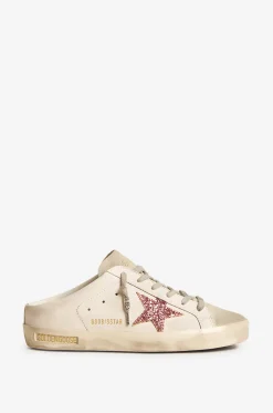 Niedrige Ledersneakers mit Glitterstern Super-Star Sabot