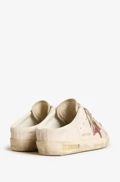 Niedrige Ledersneakers mit Glitterstern Super-Star Sabot