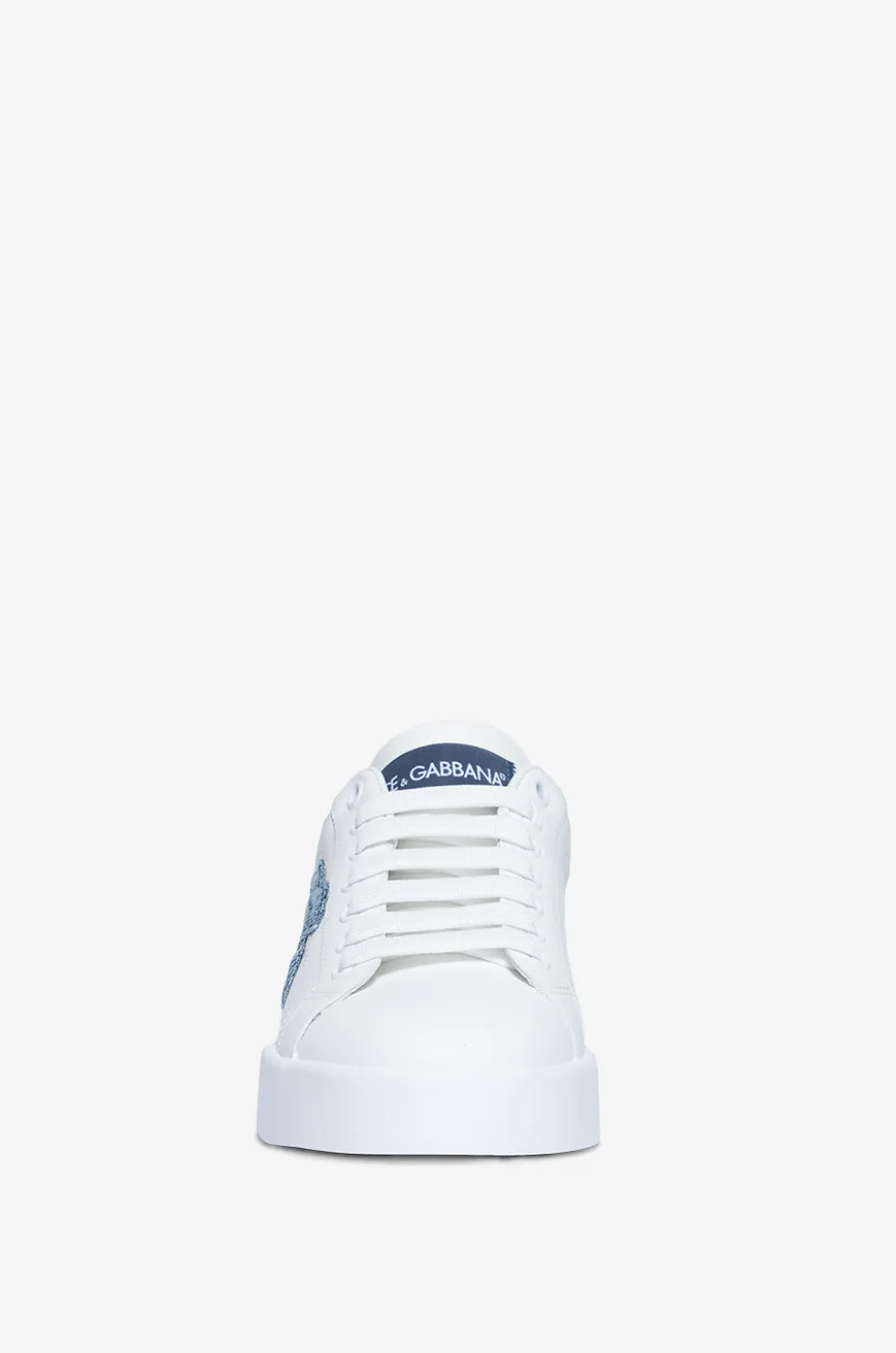 Niedrige Schnürsneakers aus Leder und Denim Portofino Light