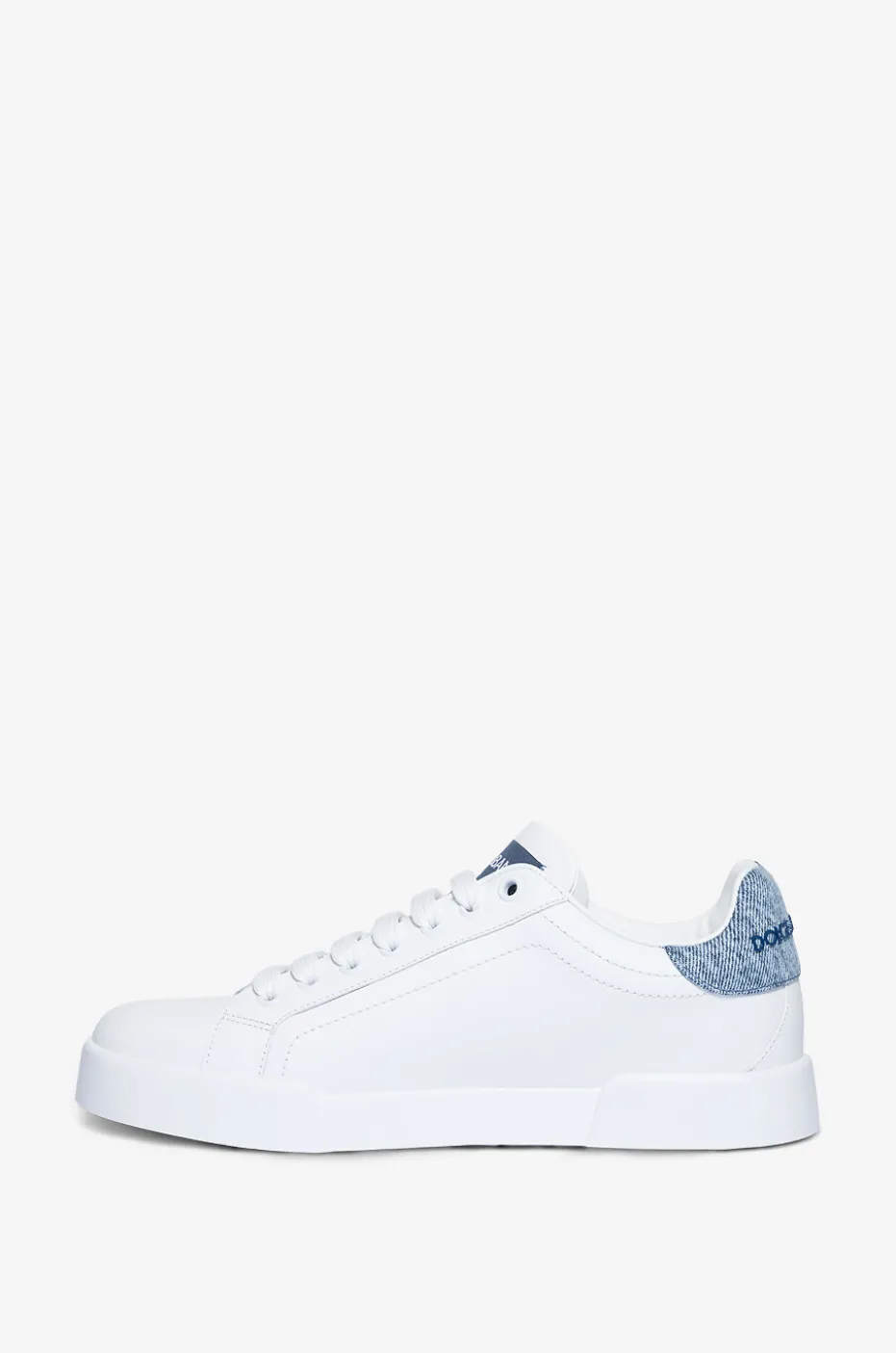 Niedrige Schnürsneakers aus Leder und Denim Portofino Light