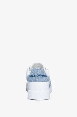 Niedrige Schnürsneakers aus Leder und Denim Portofino Light
