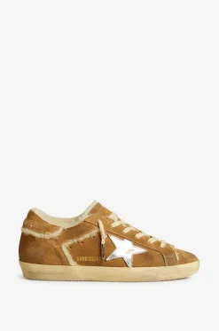 Niedrige Shearling- und Metallic-Leder-Sneakers Super-Star