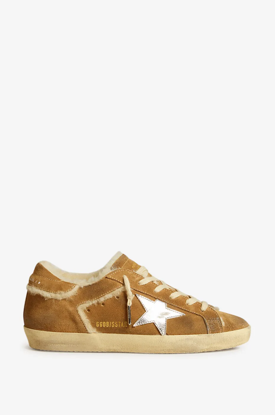 Niedrige Shearling- und Metallic-Leder-Sneakers Super-Star