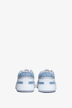 Niedrige Sneakers aus Denim und Leder 4G