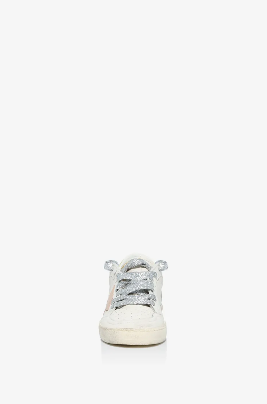 Niedrige Sneakers aus genarbtem Leder mit rosa Stern Ball Star