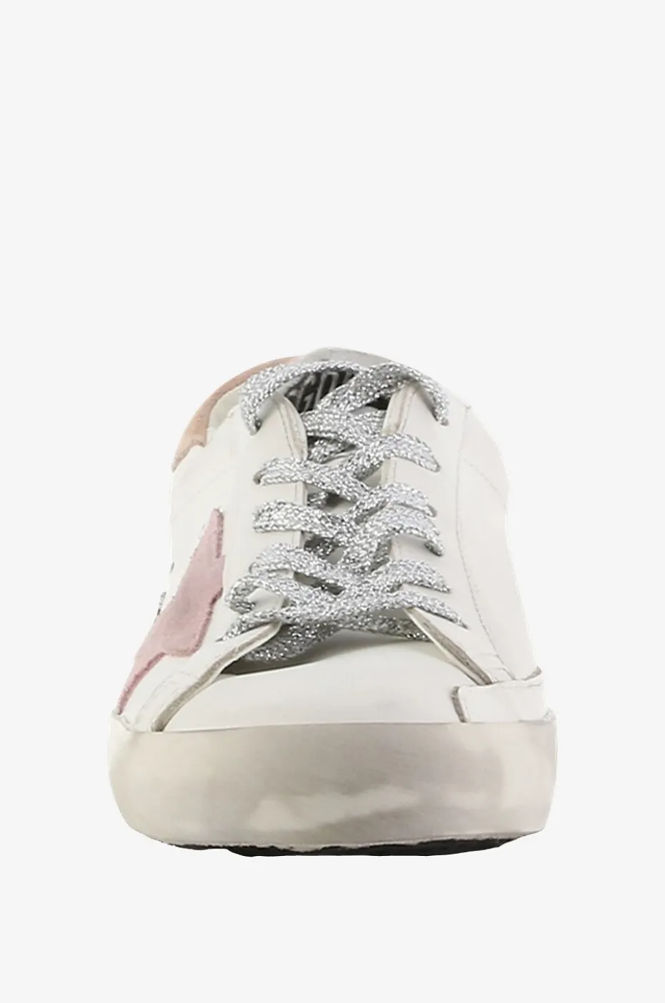 Niedrige Sneakers mit rosa Stern und silbernen Schnürsenkeln Super-Star