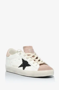 Niedrige Wild- und Glattledersneakers mit Glitterstern Super-Star