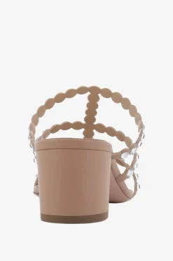 Offene Pantoletten aus Leder und Kristallen Tequila 50