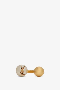 Offener goldener Ring mit Perle und Kugel Cassandre