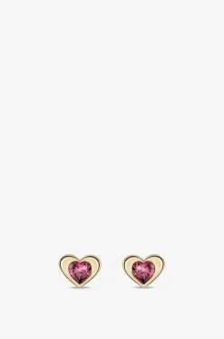 Ohrstecker aus Gelbgold und Tourmalin Total Heart