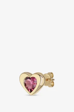 Ohrstecker aus Gelbgold und Tourmalin Total Heart