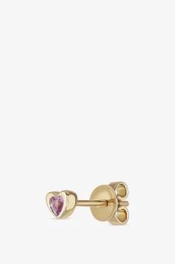 Ohrstecker aus Gelbgold und Saphir Mini Heart