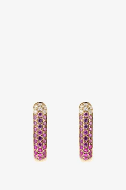 Ovale Gelbgoldcreolen Diamond & Pink Sapphire