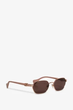 Ovale roségoldene Metallsonnenbrille GG