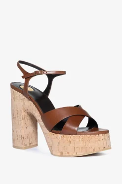 Plateausandalen aus Glattleder Bianca 80