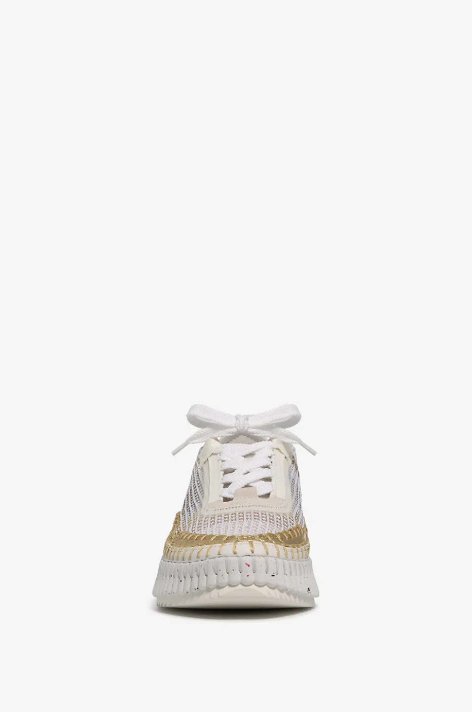 Plateau-Sneakers aus Lurex-Strick und Leder Nama