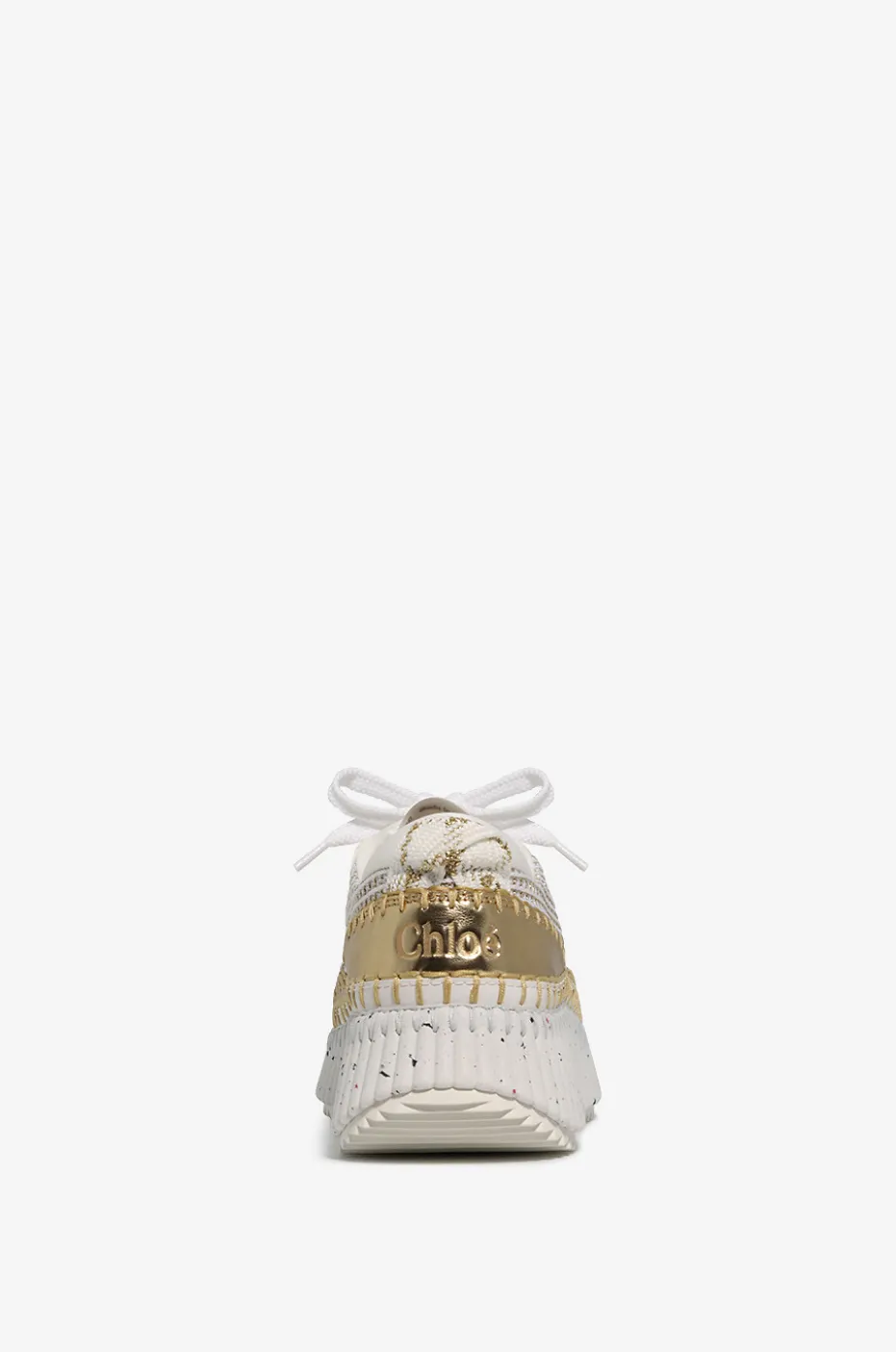 Plateau-Sneakers aus Lurex-Strick und Leder Nama