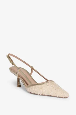 Pumps mit Fersenriemchen aus Tweed mit Pailletten Palmi