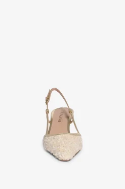 Pumps mit Fersenriemchen aus Tweed mit Pailletten Palmi