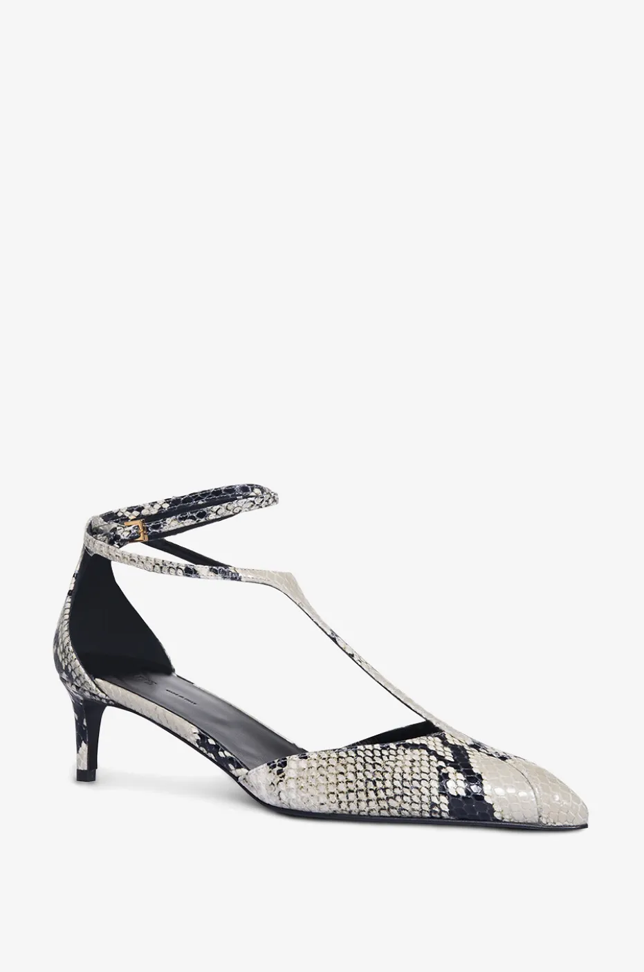 Pumps mit T-Riemen aus Leder in Python-Optik Mia 45