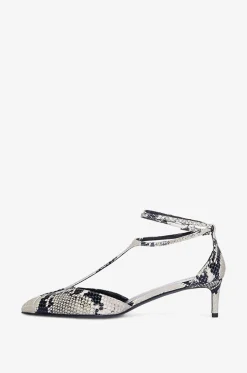 Pumps mit T-Riemen aus Leder in Python-Optik Mia 45