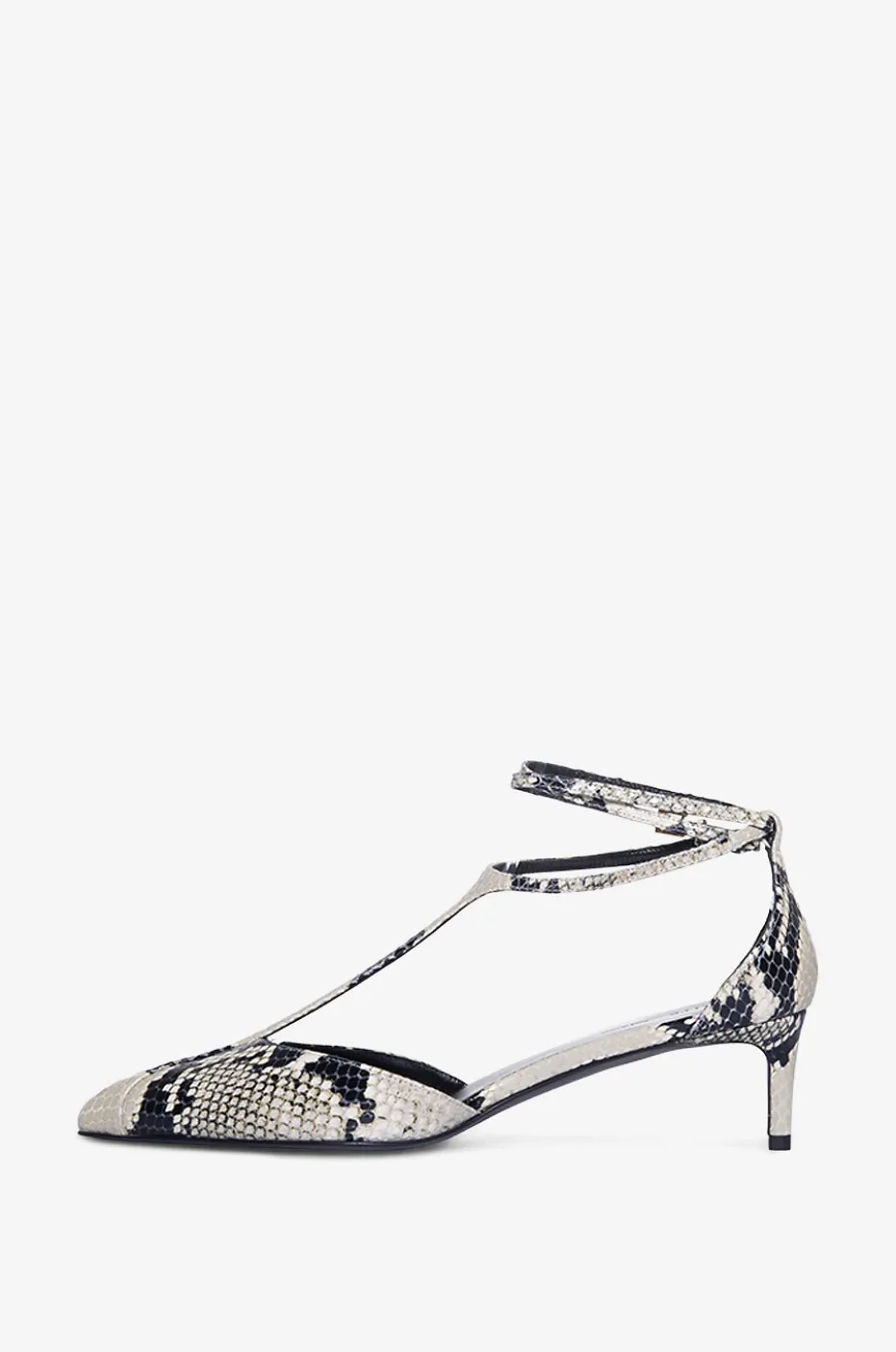 Pumps mit T-Riemen aus Leder in Python-Optik Mia 45