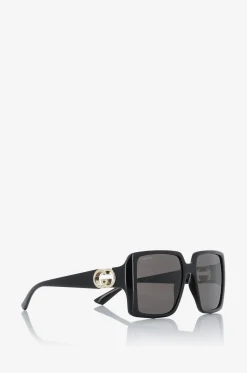 Quadratische Sonnenbrille mit goldenem GG Monogramm