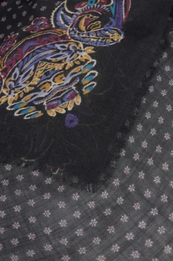Quadratisches Kaschmirtuch mit Paisley- und Tupfenprint