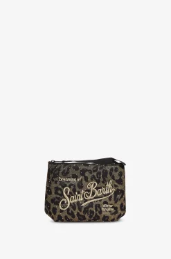 Rechteckige Seidenclutch mit Tiermuster Aline