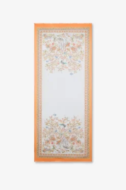 Rechteckiger Schal aus Baumwolle und Seide mit Print Flora und Fauna